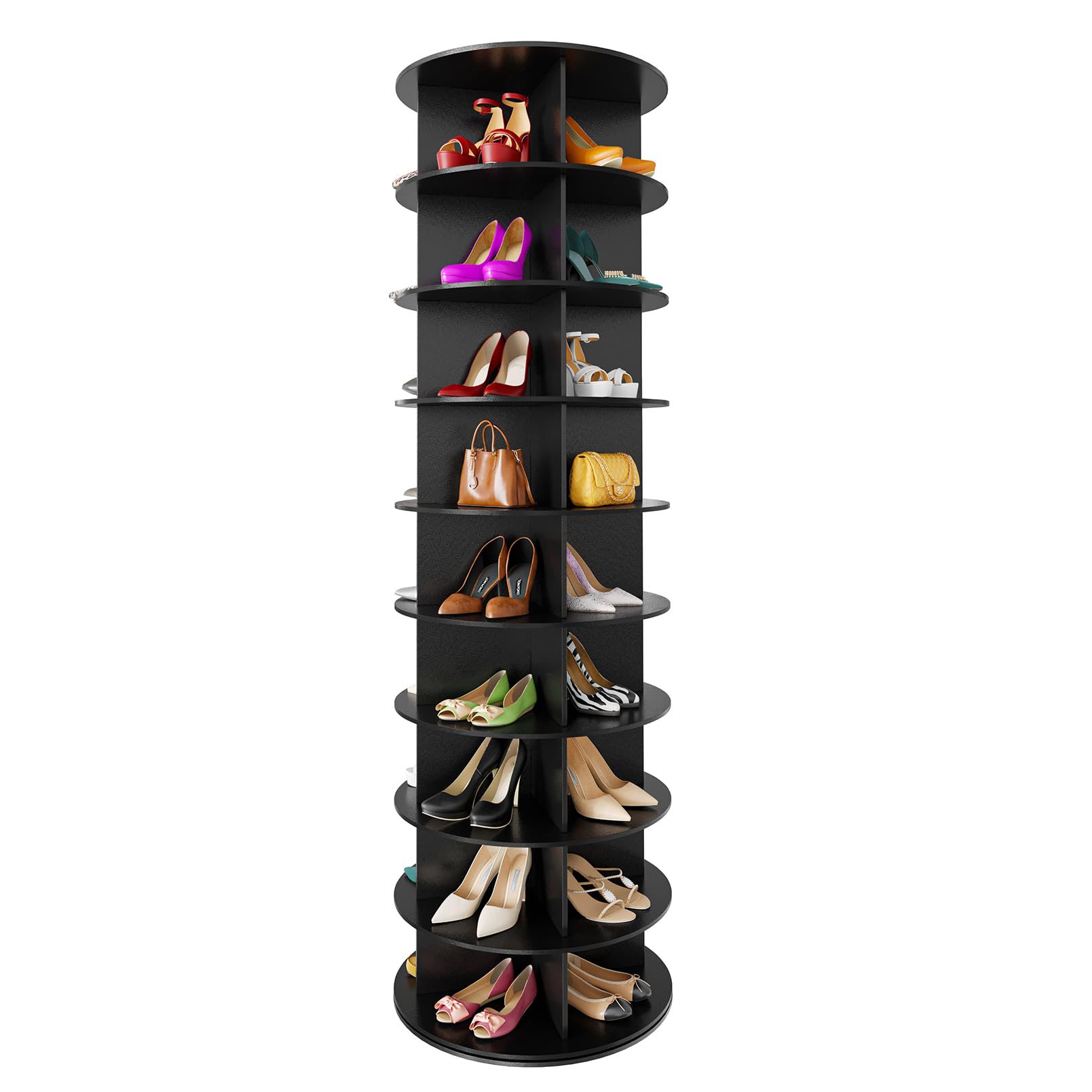 Photo 1 of SpaceAid 9 Tier Rotating Shoe Rack Tower, Spinning Shoe Display Lazy Susan, Revolving 360 Shoe Rack Storage Round Carousel, Vertical Handbag Rotate Shoes Closet Organization (9-Tier Black)
