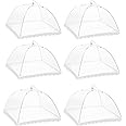 6 Pack Mesh Food Cover Tents by Winknowl, Reusable and Collapsible Large 17" Pop-Up Food Net Protector Umbrella for BBQ, Picnics, Parties, Outdoor (White)