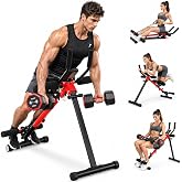 Adjustable Ab Rowing Machine, 2-in-1 Ab Machine for Home, Foldable | Ab crunch, rowing &amp; Roman Chair workouts. 8-height adjustment, dual padded seats, 95% pre-assembled, up to 633 lb capacity