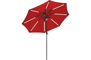SANGMUCEN 9ft Patio Umbrellas Outdoor with Upgrade LED Lights, Parasol De Patio, Outdoor Umbrella, Balcony Umbrella with 8 Up