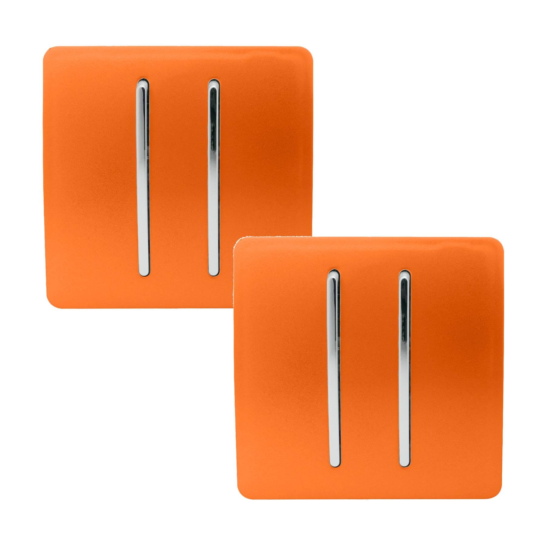 Trendi 2 Gang 2 Way Artistic Modern Glossy 10 Amp Rocker Tactile Light Switch Orange (Pack of 2)