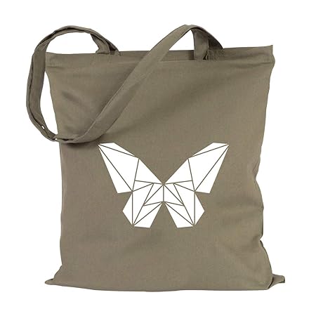 Juniwords Jutebeutel Wähle Ein Motiv Farbe Origami Schmetterling Beutel Khaki Motiv Weiß