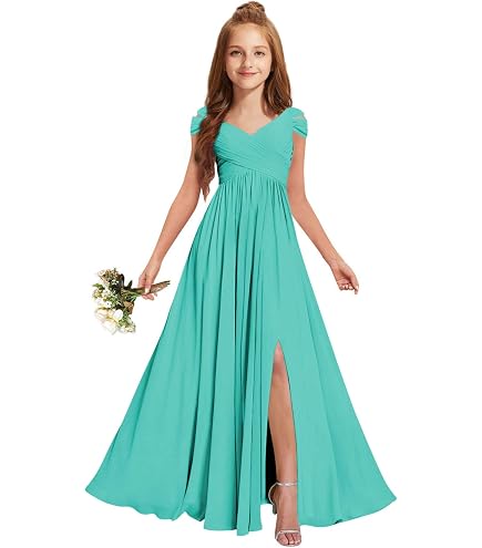 aqua junior bridesmaid dresses MRHUSH for Wedding Bridesmaid Bouquet Whether its a wedding How to Style a Flower girl dress Size:9T---Chest = 28 inches/ Waist = 27 inches/Hollow to floor = 44 inches