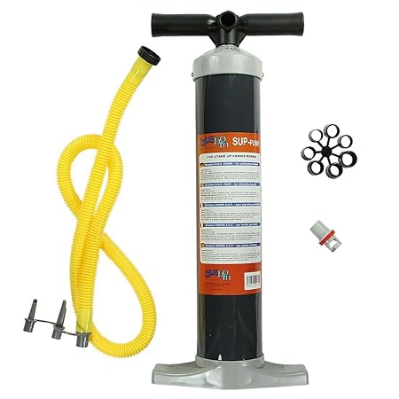 Blueborn Hochdruck SUP Pumpe 1 bar Luftpumpe Kolbenpumpe für Hochdruckventile + 3 Adapter Luftdüsen