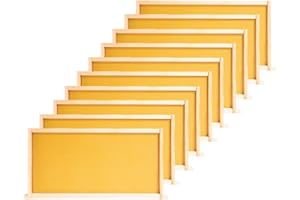 POLLIBEE Bee Frames, 10 Pack Beehive Frames with Beeswax Coated Foundation Sheets, 9-1/8 Inch Yellow Deep Hive Frames(Unassembled)