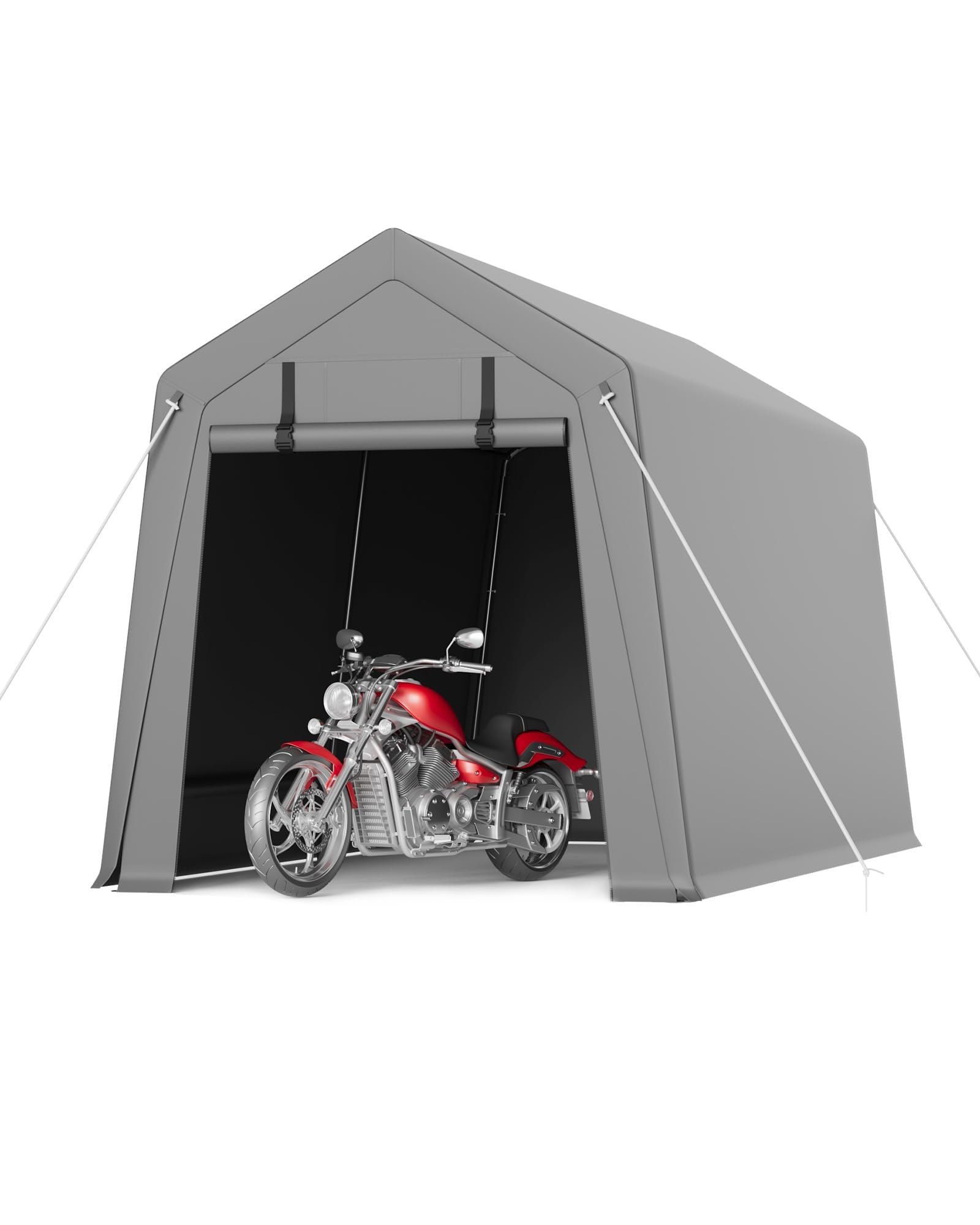 Photo 1 of ***FACTORY SEALED***IDEALHOUSE 7x15 FT Heavy Duty Motorcycle Storage Shed - Portable Waterproof Shelter with Roll-Up Zipper Door for Bikes, Firewood & Garden Tools (Grey)