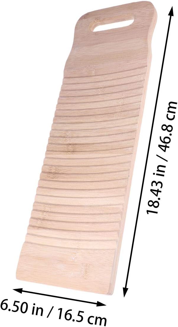 OUNONA Solid Wooden Washboard Old-fashioned Laundry Washboard Antislip Shirts Cleaning Washboard - Image 5