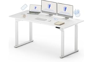 FLEXISPOT Dual Motors 4 Legs Standing Desk 63x30 Inch Adjustable Height Desk with Splice Board Home Office Computer Workstation Electric Sit Stand up Desk, White Top + White Frame