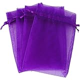 OurWarm 100pcs Organza Pouch Bag Drawstring 4x6" 10x15cm Strong Gift Candy Bag Jewelry Party Wedding Favor Purple