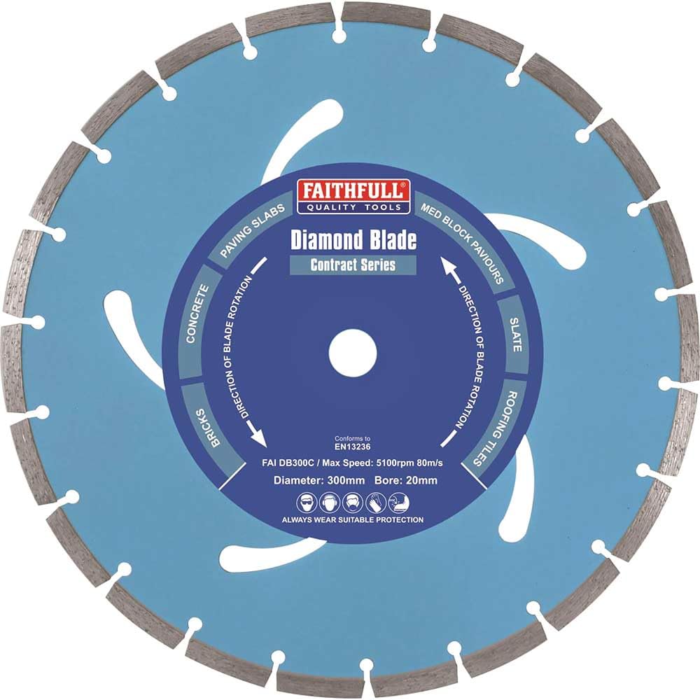 Faithfull FAIDB230C Paving Slab, Concrete, Brick and Roofing Tiles, General Purpose Diamond Cutting Blade 230mm (9 Inch)