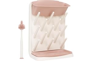 Emulait Ubbi Vertical Drying Rack, Baby Accessory, Space Saving Countertop with Cleaning Brush