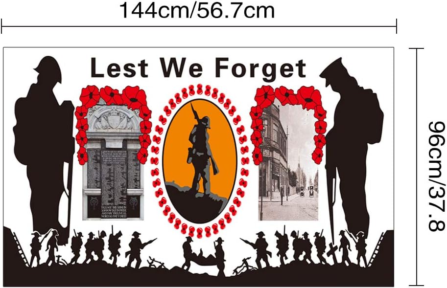 QSUM Lest We Forget Flag, Remembrance Flags 5ft x 3ft with Eyelets - Image 3
