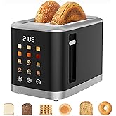 Touch screen Toaster 2 Slice Digital Timer Toasters with 6 Bread Types & 6 Shade Settings, Smart Extra Wide Slots Toaster with Bagel Defrost Reheat Cancel Function