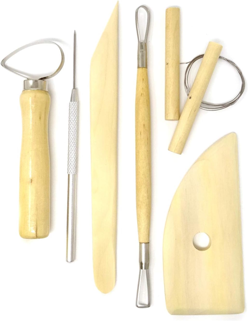 Honbay 8-Piece Wooden Pottery Clay Wax Tool Kit Carving Sculpting Modeling Tool Set