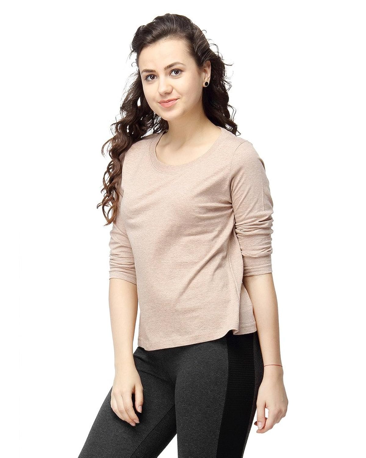 campus sutra women round neck quarter sleeve t-shirts