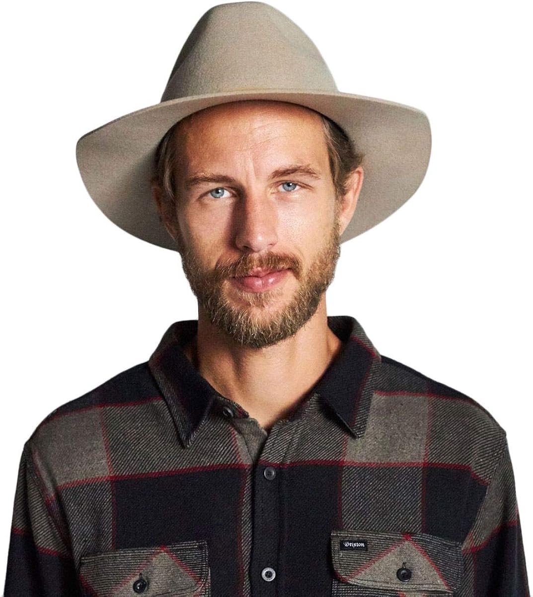 Brixton Men's Wesley Medium Brim Felt Fedora Hat: Clothing