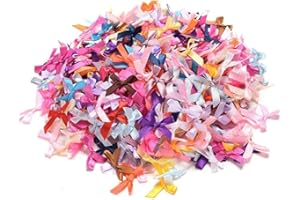 100 Pcs Colorful Assorted Satin Ribbon Bows, Size 10 mm, Tiny Crafts Bows Decoration for DIY Cheer Pins Clothespins Hair Acce