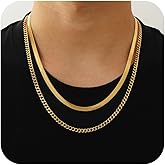 Lydow Layered Stainless Steel Chain Necklaces for Men Boys, 2Pcs Cuban Link/Rope/Herringbone Chains Jewelry Gifts, 16 "/18 ", 18 "/20 ", 20 "/22 ", 22 "/24 "