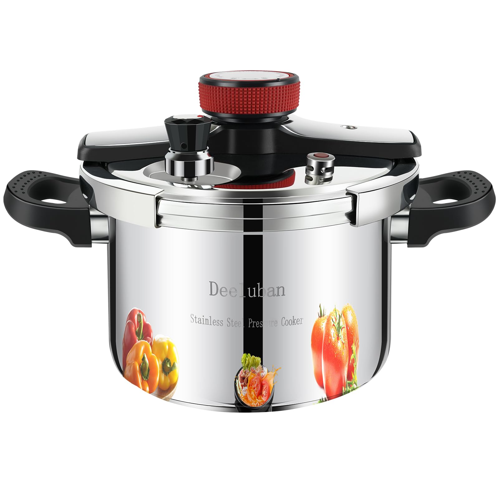 Photo 1 of 304 Stainless Steel Pressure Cooker 4 QT (4.22 Quart) - Explosion-Proof Safety Lock, One Hand Operation, Fast Cooking, Dishwasher Safe & Induction Compatible Cookware, Deeluban