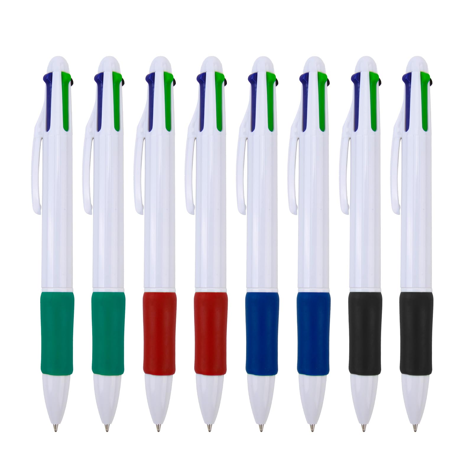 8pcs 4 Colour Pen All In One Retractable 4 in 1 Ballpoint Pens Multi Coloured Pens Set Green Blue Red Black Ink Professionals Office School Stationery Supplies Party Gift for Students Teachers Writing