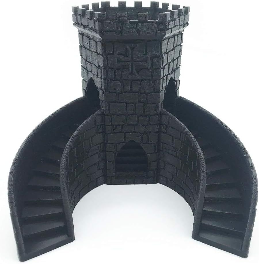 3 Stairs Black Castle Dice Tower for RPGs Board Games Accessories Dice Equipment Good for D&D D20