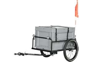Aosom Bike Cargo Trailer, Bicycle Trailer Wagon Cart with Removable Storage Box, Quick Release 16" Wheels and Safe Reflectors