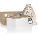 LARS NYSM Bread Box I Metal Box With Linen Bag For Long Lasting Freshness I Bread Bin With Bamboo Lid Usable As Cutting Board I 14 2x7 5x5 1 In Carbon Black P 196298391