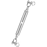 Jamiikury M12 Jaw Jaw Turnbuckle Stainless Steel Jaw and Jaw Turnbuckle, Jaw Jaw Closed Body Marine Turnbuckle, Durable for Wire Rope Cable (M12, Jaw & Jaw)