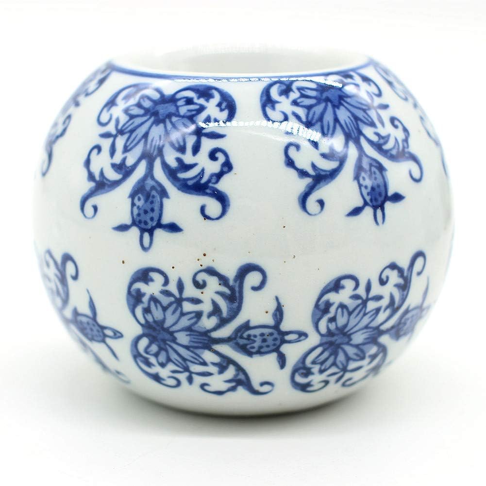 Porcelain Candle Holder Tealight Candleholders Blue and White Decorative Chinoiserie Decor (B7): Kitchen & Dining