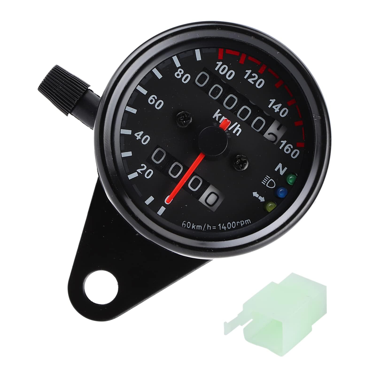 Motorcycle Odometer, Speedometer Gauge Metal Shell Back Light Dual Digital Display(Black)