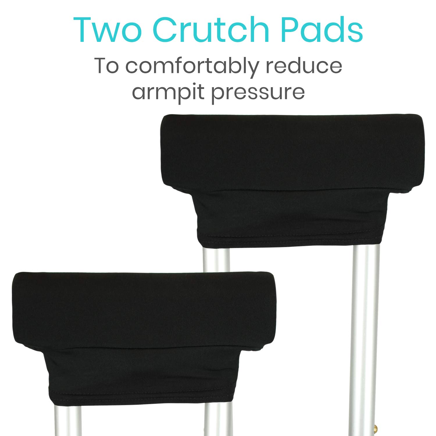 Vive Crutch Pads, Bag, & Hand Grips (5 PCS) - Crutches for Adults Armpit Padding, Hand Grips, Accessories Pouch - Soft Tips Medical Padded Handles for Kids, Men, Women - Lightweight