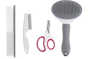 CLAYCLAY Fine Tooth Comb Set for Dogs and Cats - Stainless Steel Grooming and Shedding Combs, Tick Removal Tool (4 Packs)