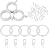 tonyg-p 20 Pack Metal Curtain Rings 30mm Inner Dia with 20 Plastic Hooks White view 3