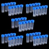 50 Pieces 5 ML Test Tubes Plastic Vials with Blue