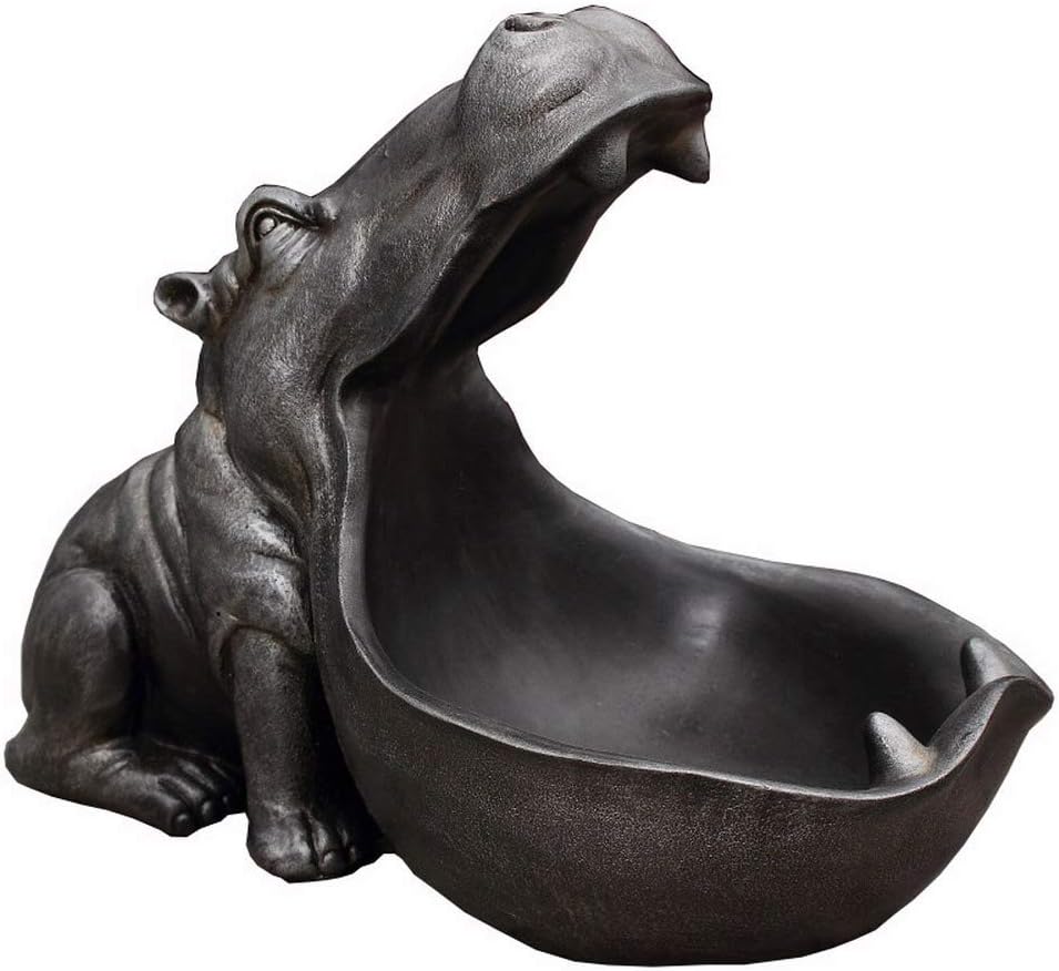nicebuy 12" Hippo Statue Resin Hippopotamus Figurine Sculpture Home