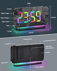SZELAM Projection Alarm Clock, 7.4 in Digital