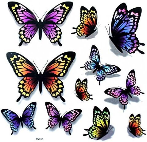 Extra large design large size 8.27" X 8.66" temporary tattoo stickers colorful and beautiful butterflies