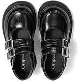 Ornped Toddler Girls Dress Shoes School Uniform Mary Jane Flats Little Kids Oxfords Comfortable Slip on Platform Flats for Wedding Party School