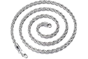 FEEL STYLE Stainless Steel Chain 925 Silver Rope Chains 3-5mm Twist Rope Necklace 14-30 Inch