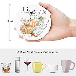 Fall Drink Absorbent Coasters with Holder Set of