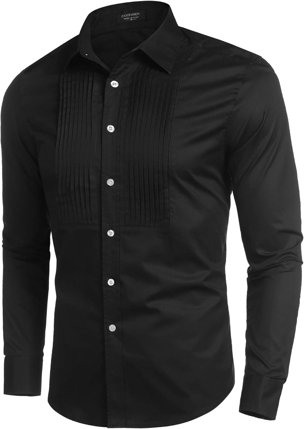 COOFANDY Mens Formal Long Sleeve Slim Fit Tuxedo Shirt French Cuff