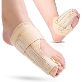 Big Toe Splint for Women &amp; Men, Broken Big Toe Support Brace for Fracture Fixation,Sports Sprains,Injuries, Adjustable Big Toe Protector with 2 Stainless Steel Plates for Day &amp; Night - Left（Beige）