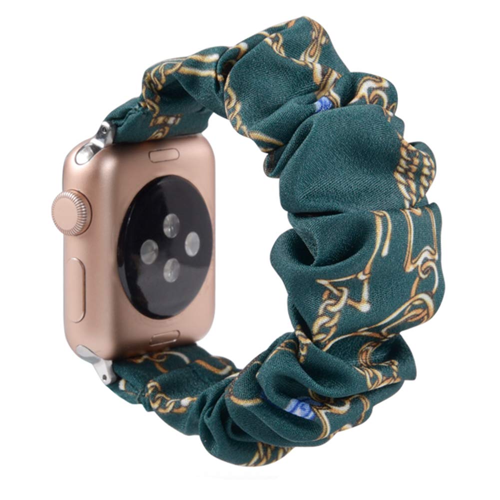 juanxian Scrunchie Elastic Watch Wristbands Replacement for Apple Watch, Soft and Stretchy Watch Scrunchy Strap Compatible with iWatch Series1-5 (38MM/40MM, 42MM/44MM)