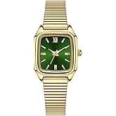BESTKANG Vintage Square Women's Watch Stainless Band Women's Waterproof Easy-to-Read Gold Quartz Watch