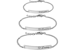 WUSUANED Sn&Daughe&Mommy Bracelet Baptism Bracelet Mom Family Bar Bracelet Set Gift for New Mom&Newborn