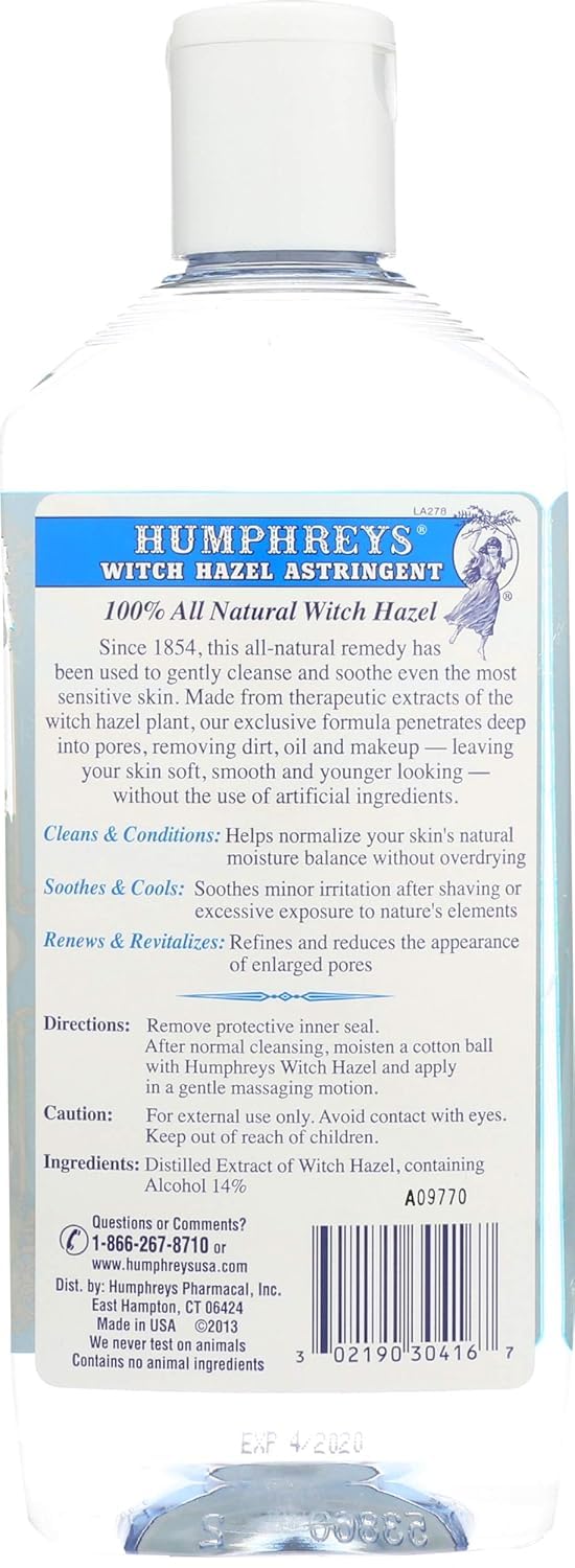 Humphrey's Witch Hazel Astringent 100% All Natural Witch Hazel 16 Ounce