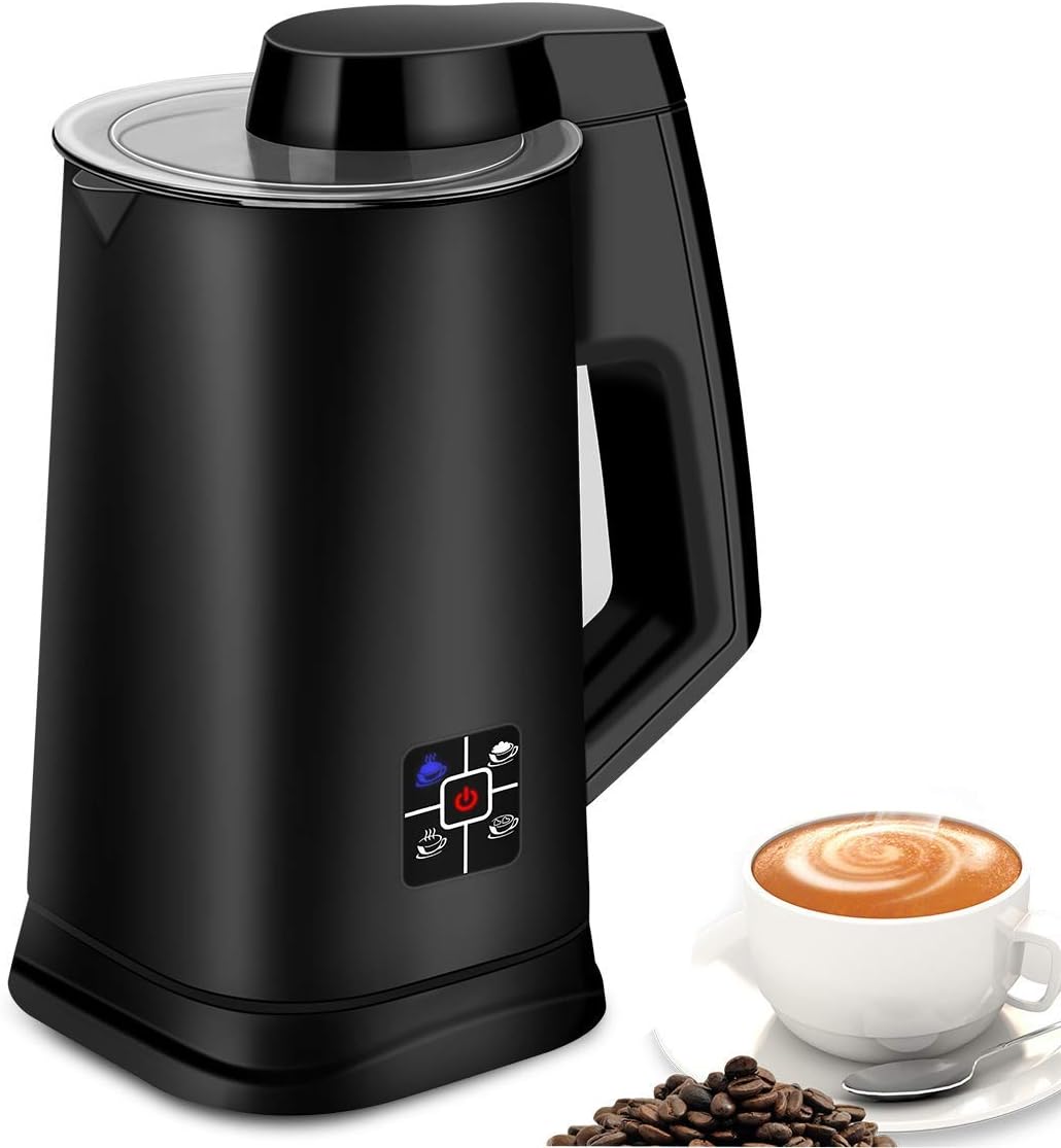 Milk Frother, Electric Foam Maker, Automatic Hot Cold Milk Steamer for Coffee, Cappuccino and Macchiato (Black)