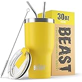 Beast 30 oz Tumbler Stainless Steel Vacuum Insulated Coffee Ice Cup Double Wall Travel Flask (Lemon)
