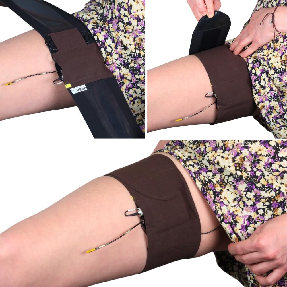 URSA Thigh Straps: Low-Profile, Soft, Stretchy & Breathable Transmitter Straps for Location Sound, Theatre, Wedding Shoots & More (Brown, Vertical)