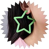 Iaceble Boho Pink Star Dangle Earrings Hollow Star Earrings Large Star Drop Earrings Luck Star Stud Earrings Candy Color Earrings Jewelry for Women